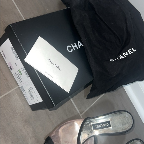 CHANEL black and mesh slip on heels size 40 - Picture 6 of 7